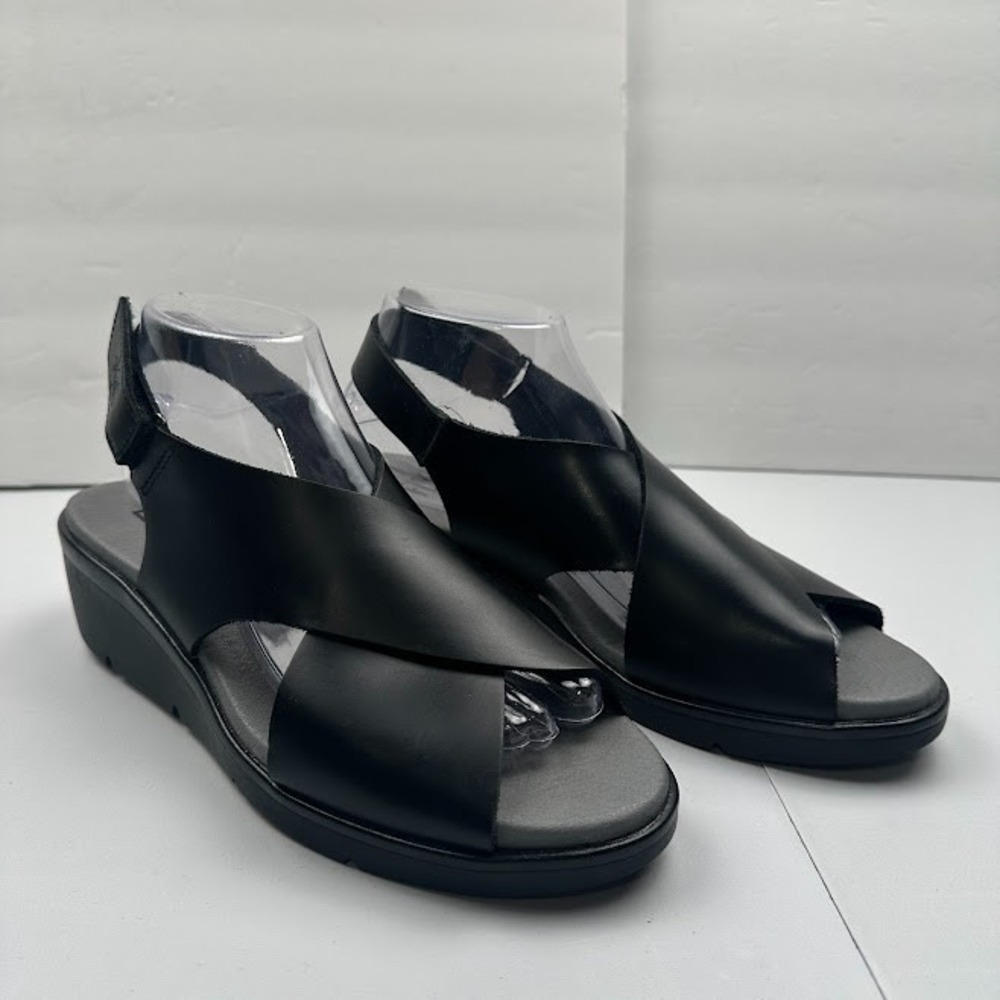 Fly London Sling Back Sandals Womens EUR 38 US 7-7.5 Black Leather NAB1058FLY